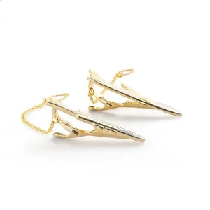 Wholesale Brass Material Novelty Golden Color Airplane Tie Clip with Chain for Men Manufacturer, Company