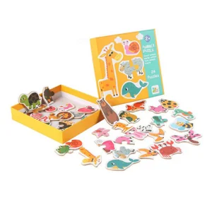 Wooden Animals Matching Jigsaw Puzzle Kids Early Education Enlightenment Toys