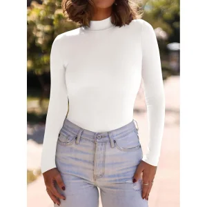 Turtleneck Long Sleeve Fitted Tops