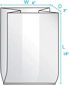 8"X5"X18"Clear Plastic LDPE Poly No Venting Holes Food Packaging Produce Bag with Gusseted