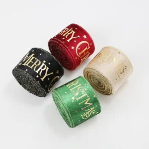 Produto Novo ODM Boutique Personalizado Fita de Natal Flock Santa Ornamentos Decoração para Porta da Frente