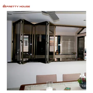 Ventana bi-fold de diseño europeo con doble acristalamiento, eficiente en energía, ventanas de aluminio deslizantes y plegables