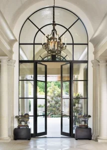 Foshan Manufacture Impact Double Glazed Tempered Glass Doors Grill Design Exterior Aluminum Swing Door Aluminium Casement French Security Doors