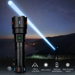 هيلوس 1500m مصباح ليزر أبيض بعيد المدى LED قابل لإعادة الشحن بمدخل USB قابل للتكبير مصباح تكتيكي