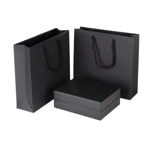 Custom Printed Luxury Clothing Packaging Eco-Friendly Kraft and Black Paper Gift Carrier Bag for Shopping