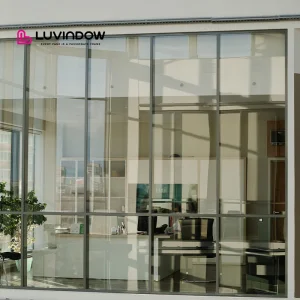 Luvindow Villa Aluminum Storefront Glass Wall Slim Profile Double Glazed Curtain Wall Window System for High Rise Building