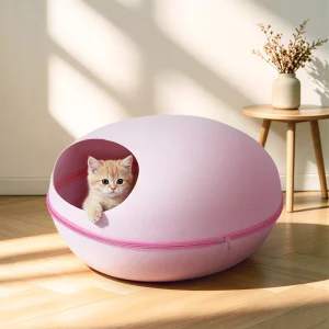 Donut Cat Bed Eco-Friendly Felt Pet Tunnel Dual-Use Indoor Training &amp; Interactive Sports Toy With Solid Pattern For Kittens
