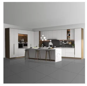 Ace Modern Melamine Finish Matte Palywood White Kitchen Cabinet with Shaker Style