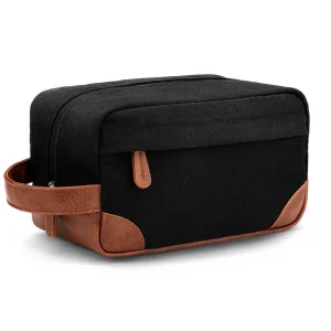 Bolsa de aseo de lona para hombres, fabricante OEM, organizador de artículos de baño de moda para llevar, colgar y viajar