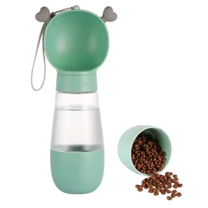 Pet Dog Portable Water Bottles Dispenser Leak-Proof Drinking Fountain with Food Container for Outdoor Hiking Walking