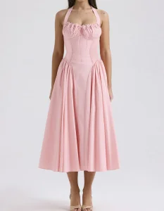 Vestido MIDI de Algodão Rosa