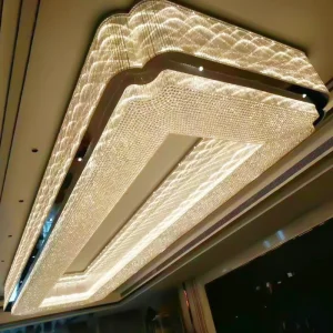 Custom K9 Large Modern LED Crystal Chandelier Sensor Control Adjustable Height Gold Finish 5-Year Warranty Hotels Banquet Warm