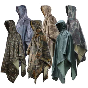 Wholesale Custom Rain Poncho for Hunting Adult Camo Printing Waterproof Tactical Rain Coats Raincoats