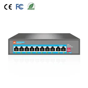 8CH PoE Switch for CCTV System, 10/100Mbps PoE + 2 Gigabit Uplink + SFP, 120W PoE, 250m Range