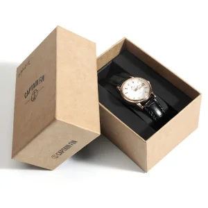 Factory New Style Classic Custom Logo Recycled Kraft Paper Rigid Cardboard Box Watch Boxes Aluminum Foil Embossed Sponge Glitter