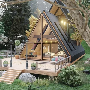 European Luxury Double A-Shaped Prefabricated House Double Pyramid-Styled Palace And Hotel Villa Outdoor For Prefab Houses