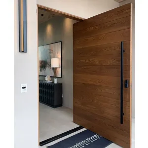 Cbmmart Solid Rubber Wood Main Interior Entrance Pivot Door with Long Handle