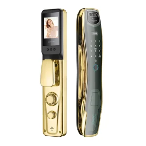 Best-Selling Smart Home WiFi Lock Tuya Control Fingerprint Face Recognition Camera Keyless Entry for Wooden Doors