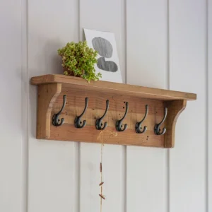 The Pine Wooden Hallway Coat Rack Furniture with Metal Stainless Steel Rail Hooks Hanger in High Quality