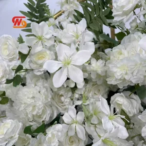 Smooth Flower Runner Arrangement Wedding Decoration White Artificial Silk Flowers