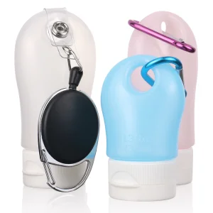 Custom Lower Price Mini 30ml 1oz PE Empty Travel Size Hand Sanitizer Bottle Reusable Travel Plastic Bottle 60ml with Keychain/Carabiners