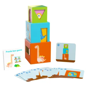 New Montessori Sensory Toy Wooden Stacking Boxes for Kids Color Recognition Educational Toy Art Style Nesting Blocks Set