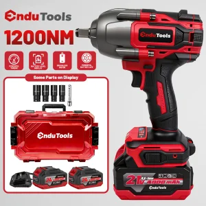 Cordless 21V 1200Nm Max Torque Brushless Lithium-Ion Impact Wrench 1/2inch Drive 500W 4000mAh DIY Car &amp; Industrial Battery