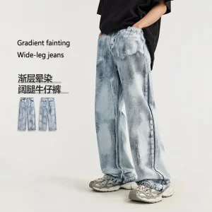 Crescendo Wide-Leg Jeans Spring and Summer Fashion Brand New Street Personality Loose Jeans (CFJPM-2401)