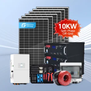 FGET Off-Grid Home 10KW Roof Mounting Split Inverter 51.2V 300ah Lithium Battery 600W Solar Panel Solar Power System