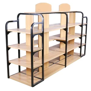 Yiwu Hotter Classic Middle High Capacity Double-sided Steel Wood Shelf