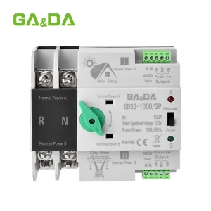 Dual Power Changeover Generator Automatic Transfer Switch Single Phase 2P 63A 100A PC Type for Solar Applications