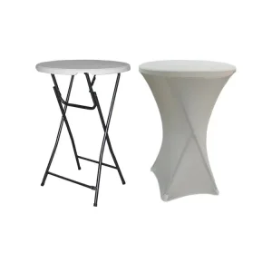Outdoor High Top Plastic Folding Cocktail Table Round Folding White Round Party Table for Events