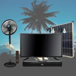 Solar Soundbar Home TV Lighting System 100W Solar Panel 20/36ah Battery Support Bluetooth FM Audio Portable HiFi Sound Theater Solar TV System