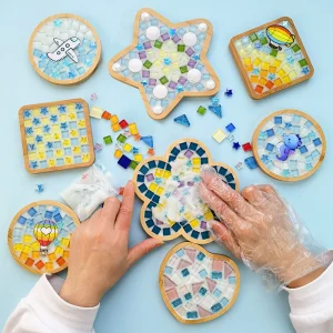 DIY Material Kit for Mosaic Coaster, Mother's Day / Home Gift, for Parent-Child Activity in Kindergarten Adults Handmade