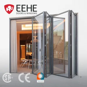 EEHE Aluminum Alloy Sliding Folding Glass Door With Screen Door Organ Style Patio Bifold Door