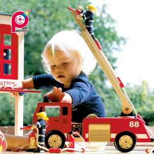 Pintoy Wooden Fire Truck Big Size