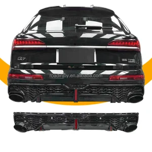RSQ7 Black Rear Diffuser for Audi Q7 Rear Bumper Diffuser 2020 2021 2022 2023