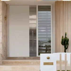 Modern Stainless Steel Armored Door | High-Security Minimalist Entry Door with 3-Year Warranty for Apartments &amp; Villas