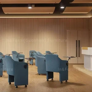 Foldable Tablet Upholstered Arm Chair Luxury Meeting Chair Company Lecture Training Room Chair With Writing Pad Design