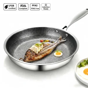 Modern Design Nonstick Frying Pan Wholesale Stainless Steel Honeycomb Wok Pan And Skillet Induction Stove Compatible
