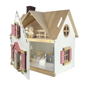 Wooden DIY Double-storey Doll House Set with Furniture Kids Educational Pretend Play Toy Mini Fashion Model Made of Wood &amp; PC