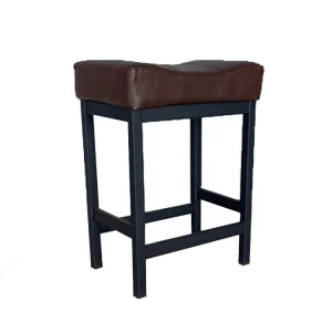 Contemporary Faux Leather Metal Bar Stool
