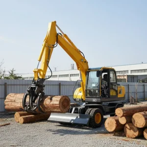 Construction Road Crushing Wheel Wood Grabber Excavator Digger Mini Excavator Wheel Excavators 6ton Small Digger Earth Moving Machine Backhoe Wheeled Excavator