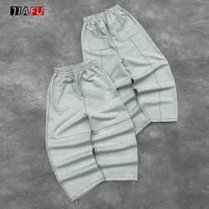 Oversized Custom Stacked Wide Leg Sweatpants Straight Designer Clothes Baggy Casual Streetwear Sweat Pants Men Trousers