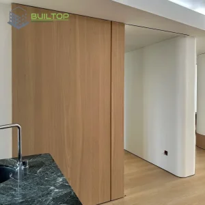 Interior Frameless Concealed Wall Mounted Hidden Track Solid Wood Sliding Door Ghost Door