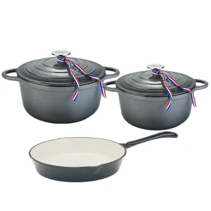 Heavy-Duty Nonstick round Dutch Oven with Lid Cast Iron Pots and Pans Set Enameled Metal Cookware