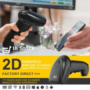 Xincode Handheld 1D 2D Qr Bar Code Reader Wireless Laser Barcode Scanner For Receipt Cash Register Inventory Bank Cheque Pos