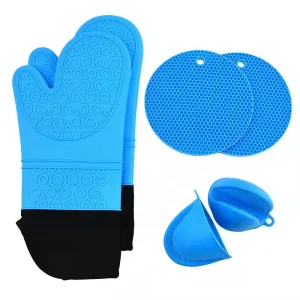 Extra Long Oven Mitts Pot Holders Sets with Mini Gloves