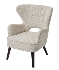 Modern Beige Tweed Wingback Armchair
