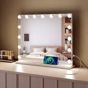 Hollywood Makeup Lighted Mirror Dimmable Led 15 Bulbs for Dressing Room Tabletop Mirror for Cosmetic